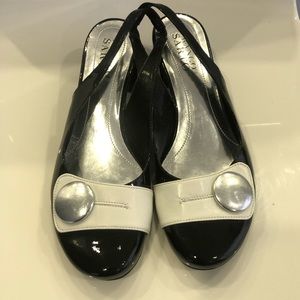 Franco Sarto Black & White Spectator Slingbacks